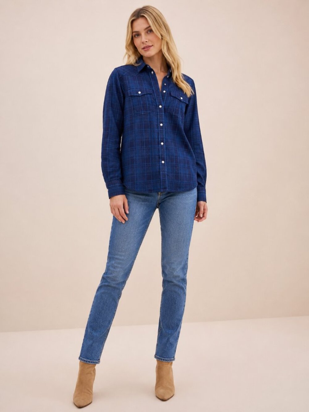 2/$30 J. Crew Slim-Fit Western Shirt in Indigo Plaid 6 #A3665